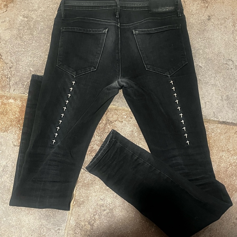 RtA Black Skinny Jeans with Cross Stitch Accents